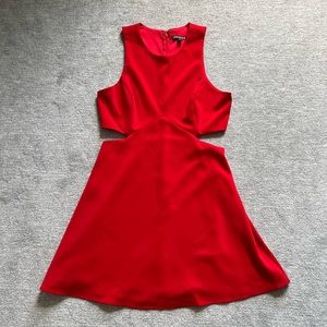Express Red Sleeveless Side Cutout Dress